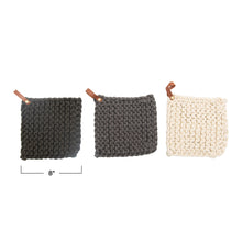 Load image into Gallery viewer, Crocheted Pot Holders w/ Leather Loop