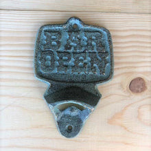 Load image into Gallery viewer, Cast Iron Wall Mount &quot;Bar Open&quot; Bottle Opener
