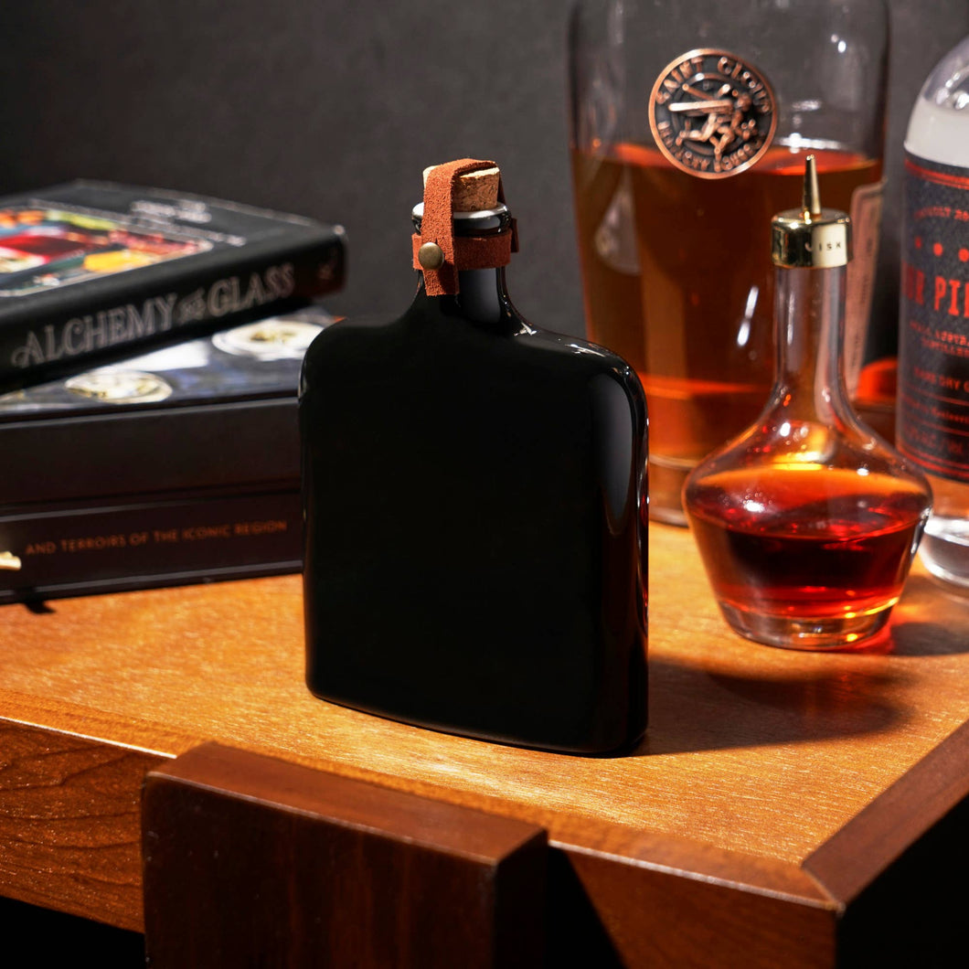 Nautilus Ceramic Flask with Cork and Leather Strap