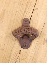 Load image into Gallery viewer, &quot;Open Here&quot;: A Vintage-Styled Cast Iron Bottle Opener
