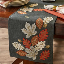 Load image into Gallery viewer, Autumn Leaves Embroidered Table Runner
