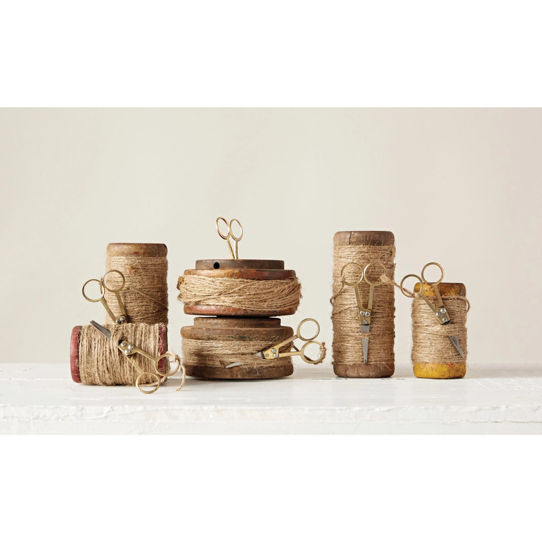 Wooden Spools w/ Jute + Scissors