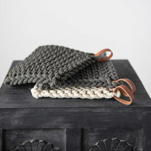 Load image into Gallery viewer, Crocheted Pot Holders w/ Leather Loop
