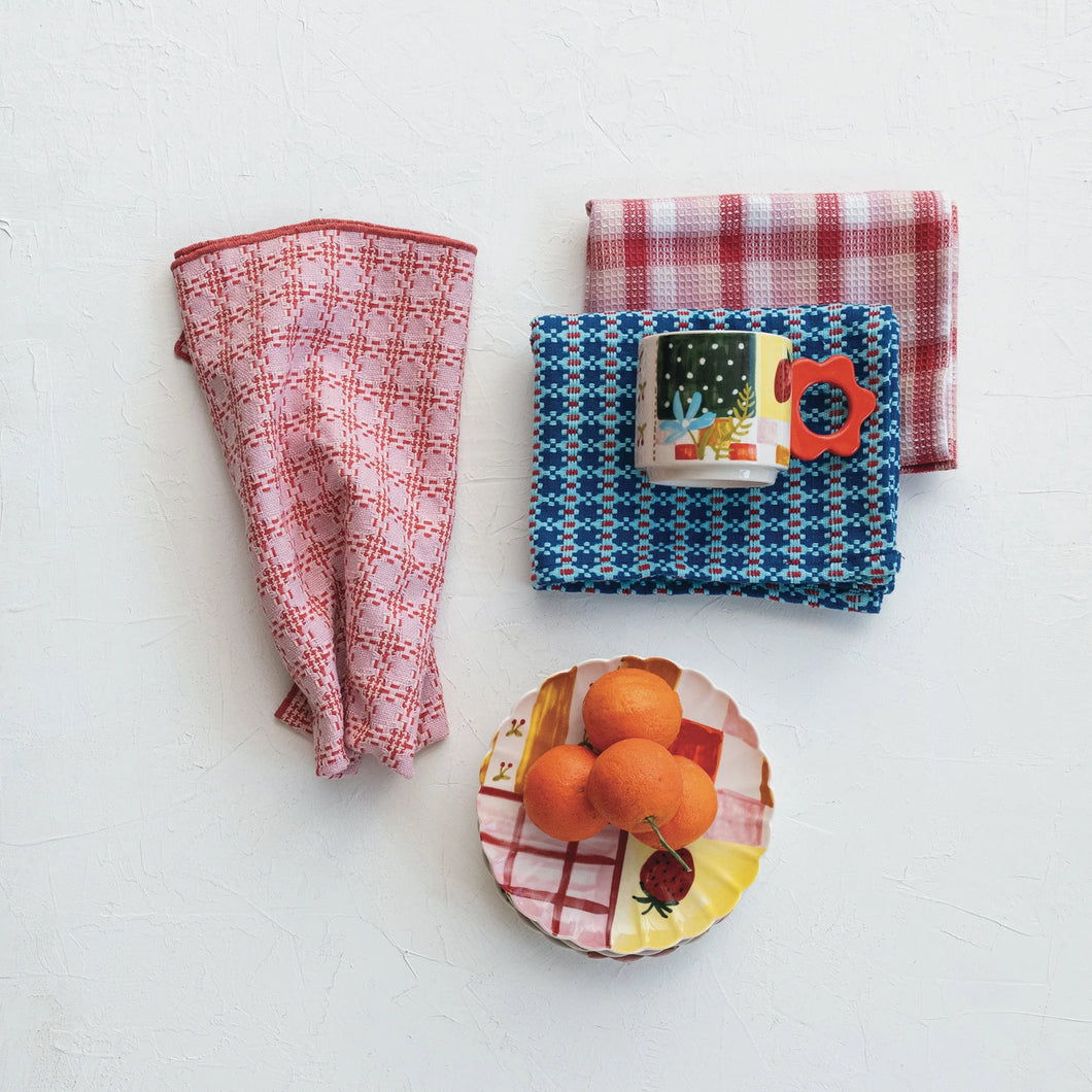 Plaid Waffled Weave Tea Towels