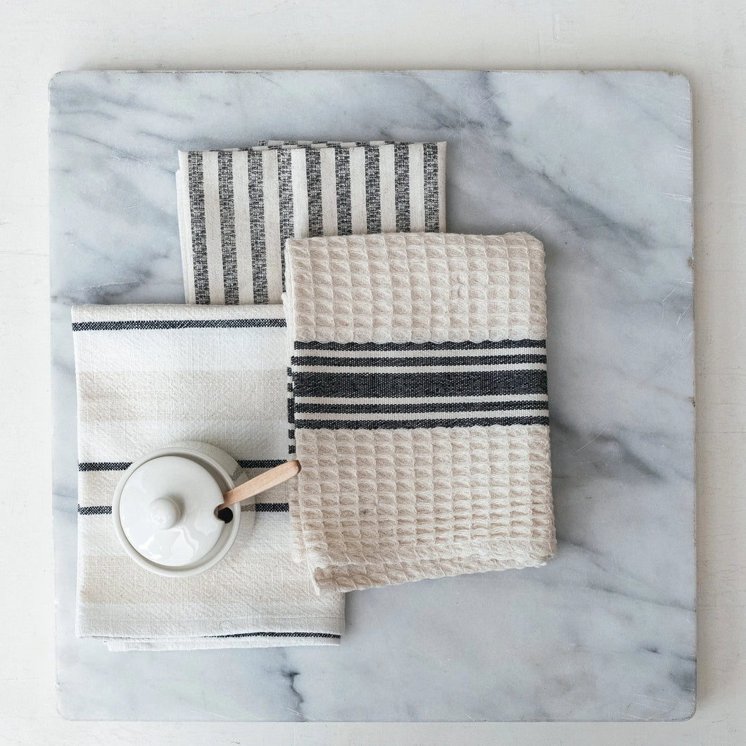 Cotton Waffle Weave Stripe Tea Towels