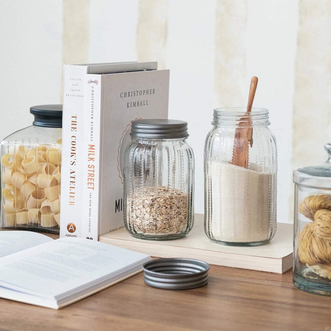Tea Coffee Glass Jar w/ Lid