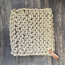 Load image into Gallery viewer, Knit Pot Holder w/ Leather Strap
